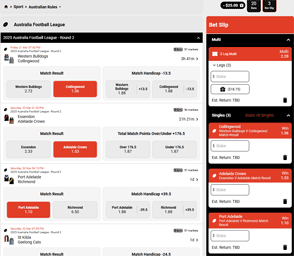 BetChamps odds and betslip screenshot