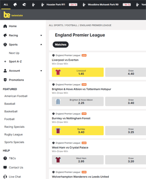 BetEstate navigation screenshot BetEstate navigation screenshot