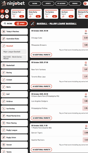NinjaBet navigation screenshot NinjaBet navigation screenshot