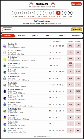 NinjaBet racing screenshot NinjaBet racing screenshot