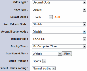 SBOBET display options