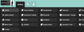 Tom Waterhouse navigation menu