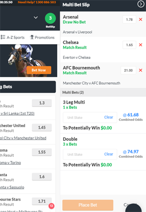 TopBetta multi betting slip