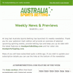 Australia Sports Betting Weekly Newsletter